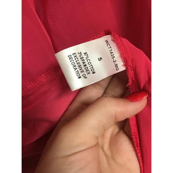 THML Magenta Flutter‎ Sleeved Tiered Dress Midi Size Small NWT - Picture 7 of 7